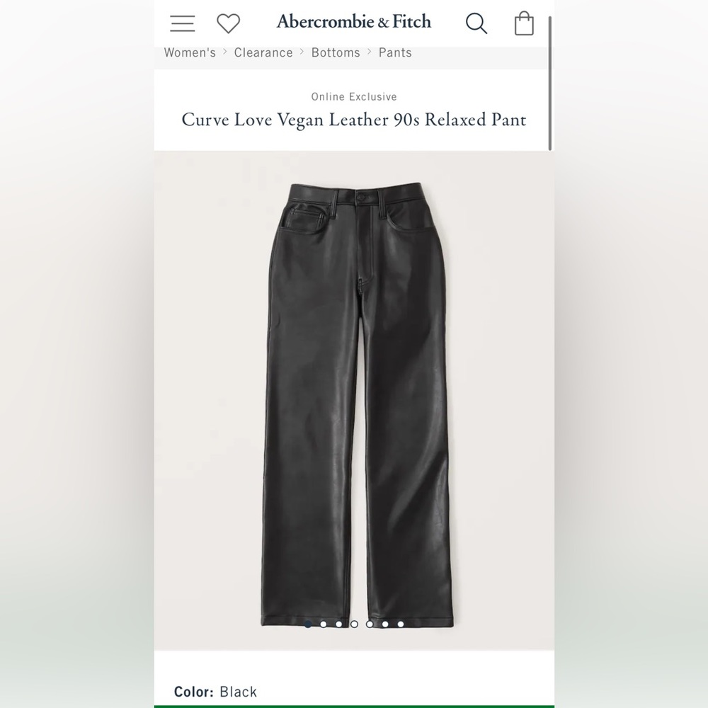 A&F Curve Love vegan leather straight pant size 31 long